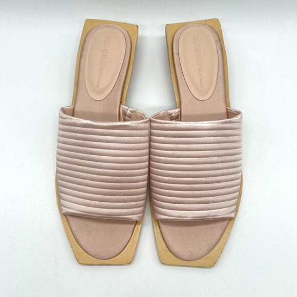 VINCE CAMUTO Imagine Satin Slide Sandal Womens 7 Blush Pink Quilted Rib Shoes - Picture 3 of 14